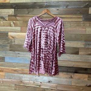 Criss Cross pink velvet tunic one size